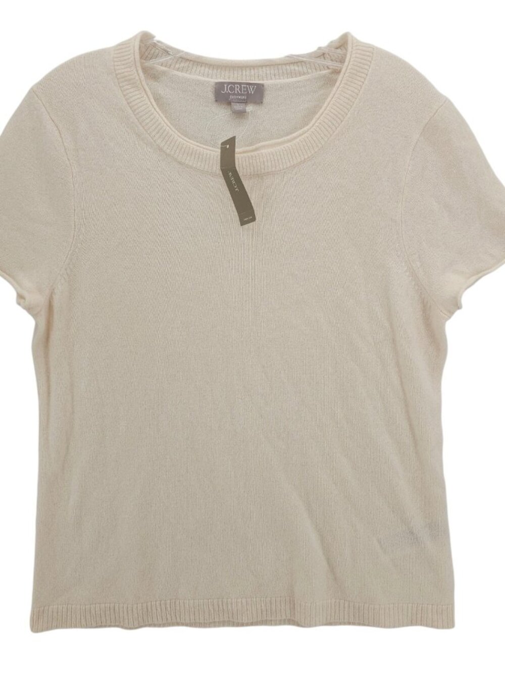 NWT J CREW 100% Cashmere Relaxed T-Shirt Knit Top Snow Ivory Size LARGE